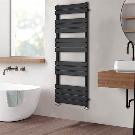 Stapler Black Heated Towel Rail